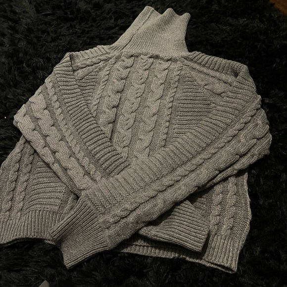 Grey Cable Knit Two-Piece Sweater Dress - Picture 8 of 9